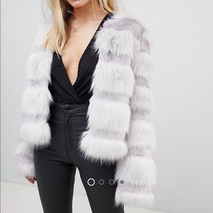 Textured Faux Fur Coat